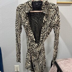 Zara Black and White Zebra Pattern Dress